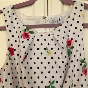 White floral and pokadot tank dress with a belt